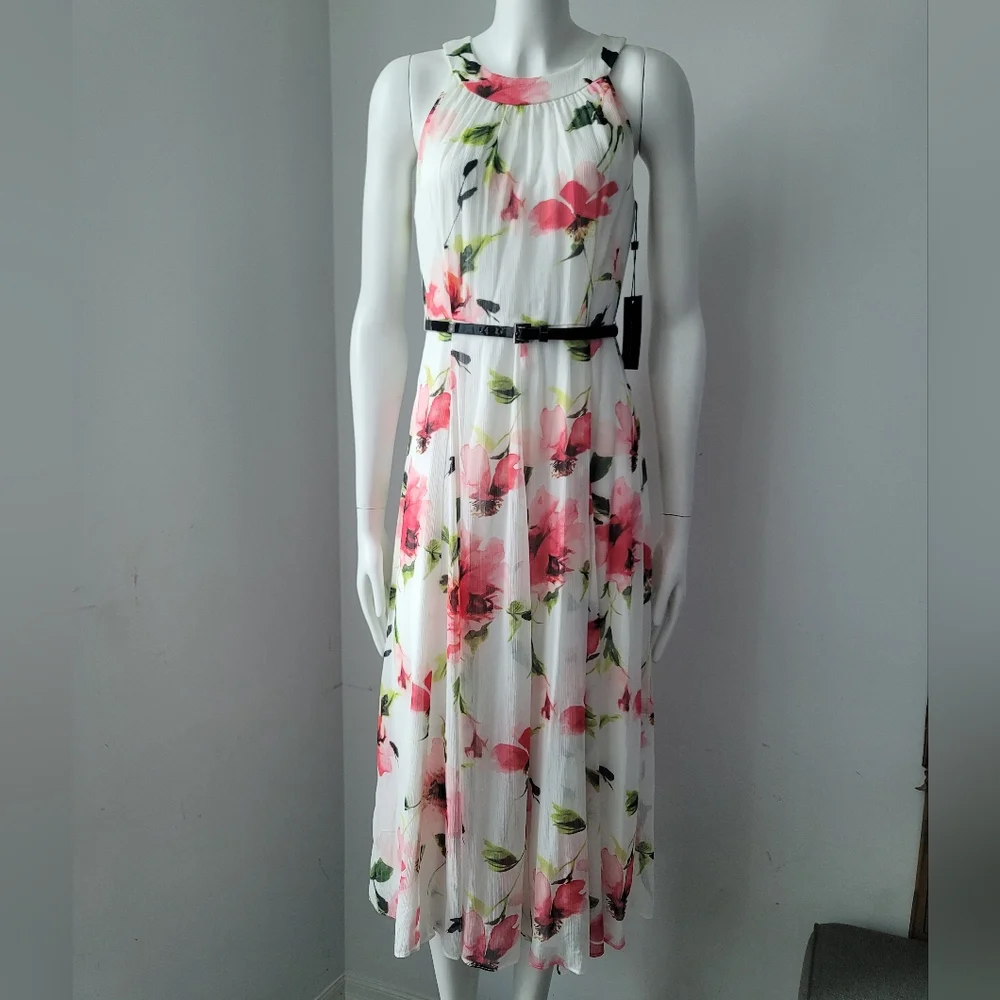 NWT Tommy Hilfiger Floral Chiffon Dress Sz 2 - Picture 5 of 15
